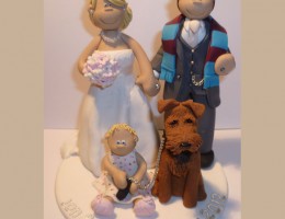 bride-groom-baby-with-dog-cake-topper
