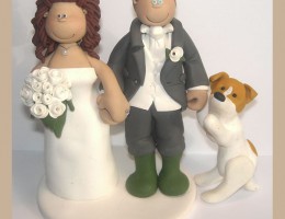 bride-groom-dog-getting-attention-cake-topper